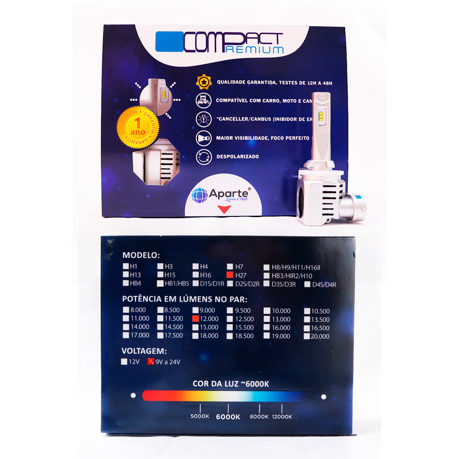 H27/880/881 Led Compact Premium 12.000 Lúmens 6000k (par) - Imagem 5